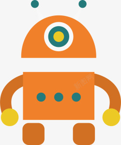 橙色扁平玩具机器人素材