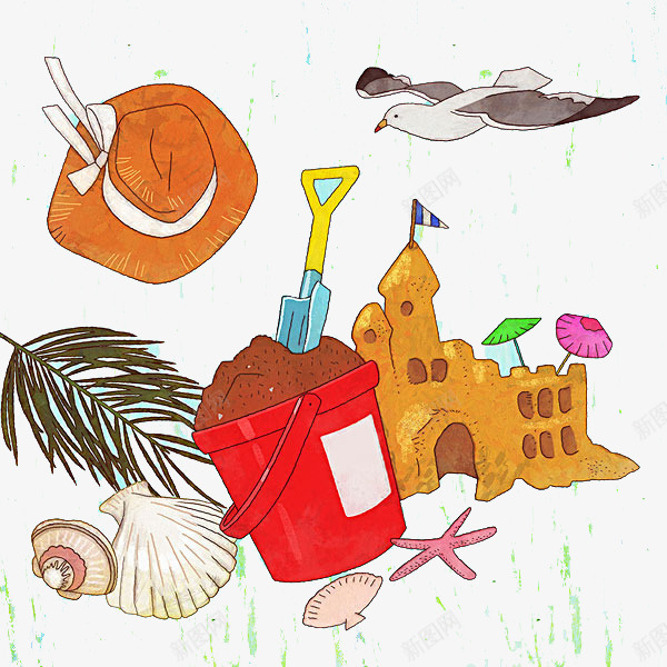 手绘的沙滩玩具png免抠素材_新图网 https://ixintu.com PNG素材 手绘 沙滩 玩具