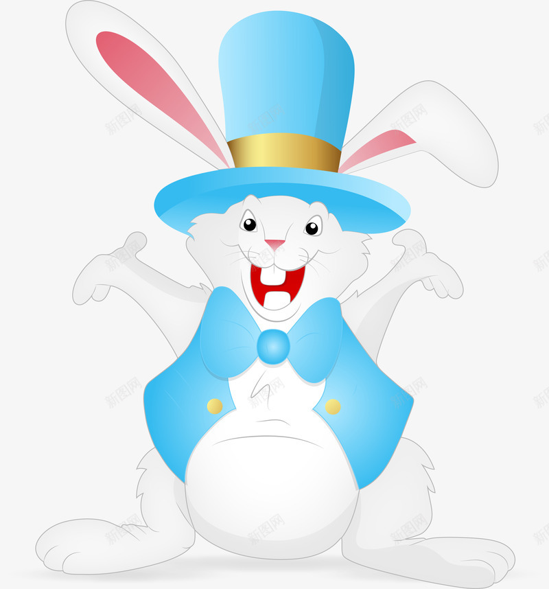 戴礼帽的可爱小兔子png免抠素材_新图网 https://ixintu.com 卡通手绘 可爱 小兔子 礼帽