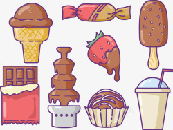 草莓巧克力冰淇淋图标巧克力食物矢量图高清图片