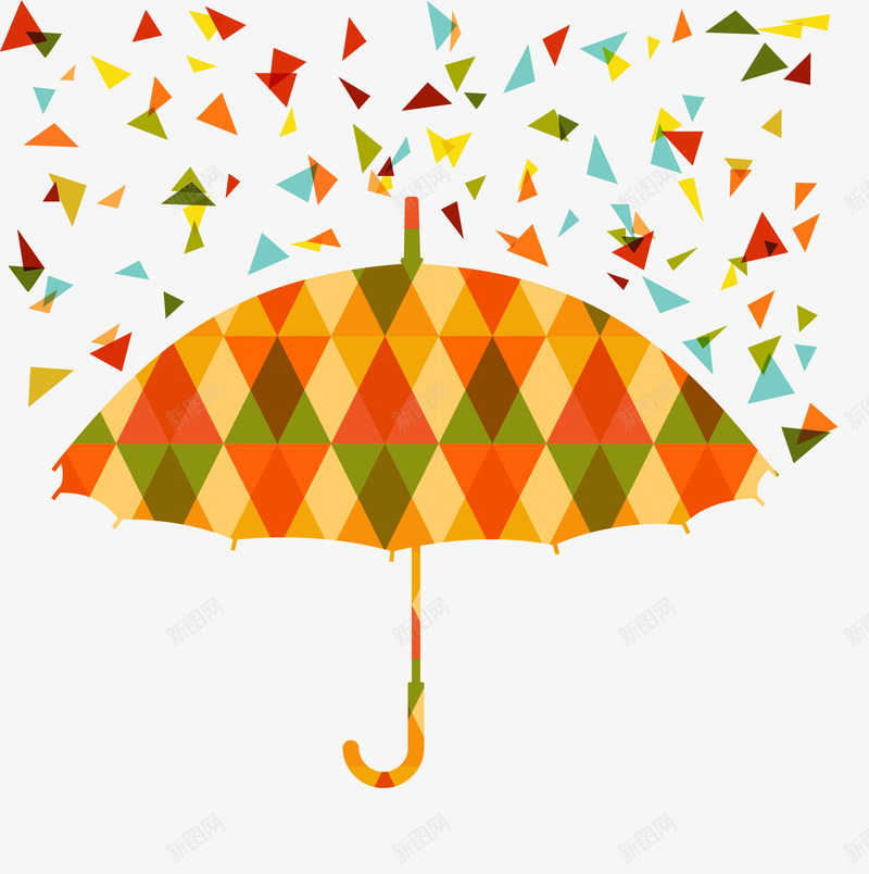创意雨伞矢量图ai免抠素材_新图网 https://ixintu.com 三角形 创意 拼接 枫叶 树叶 雨伞 矢量图