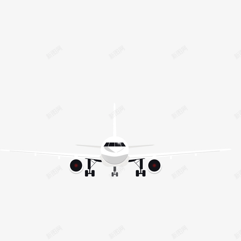 白色飞机正面图手绘png免抠素材_新图网 https://ixintu.com 正面图 白色 飞机