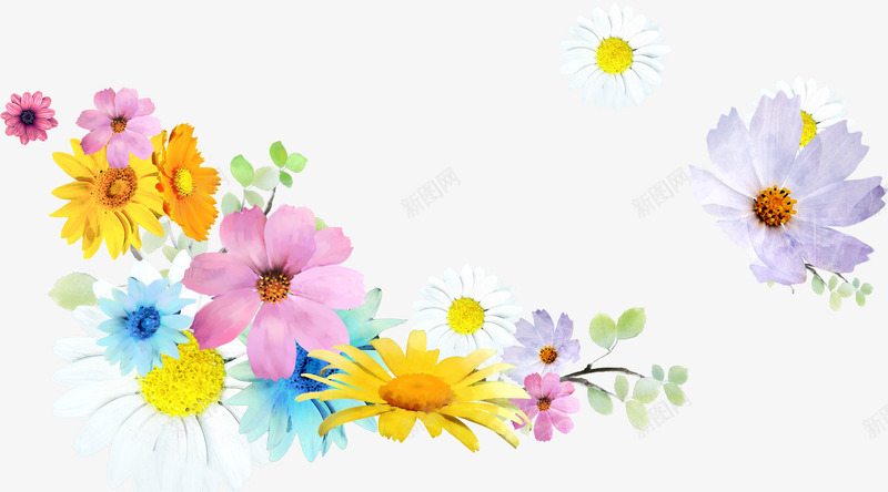 的彩色夏季花朵边框装饰png免抠素材_新图网 https://ixintu.com 夏季 彩色 花朵 装饰 边框