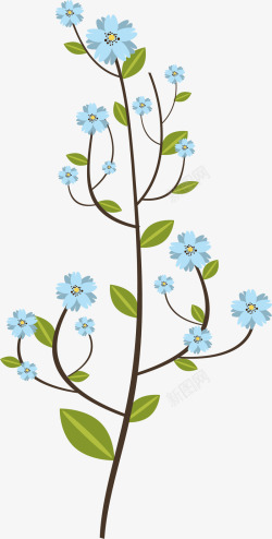 野花花藤淡蓝色碎花树枝高清图片