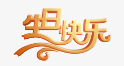 炫酷聚宝箱艺术字生日快乐高清图片