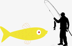 钓鱼儿童鱼竿背景矢量图高清图片