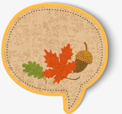 秋季树叶对话框黄色复古标签高清图片