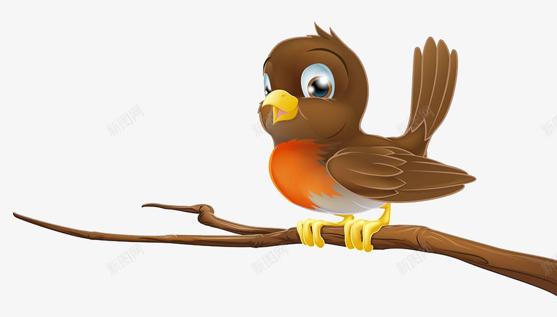 鸟站在树上png免抠素材_新图网 https://ixintu.com 可爱 树枝 站在 鸟