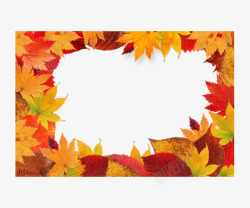 秋天红黄枫叶边框装饰图案素材