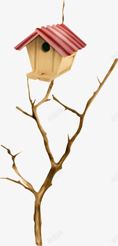 树枝上的鸟窝木质鸟窝png免抠素材_新图网 https://ixintu.com png素材 木质鸟窝 树枝上的鸟窝