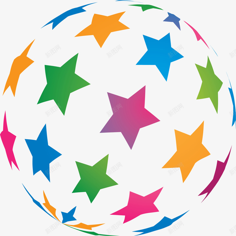 五角星组合球型图标png_新图网 https://ixintu.com Logo 健康 图标 时尚 环保 科技