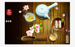 早茶茶点传统茶点文化背景高清图片