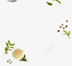 绿色清新植物装饰茶叶素材