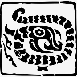 龙形4字体黑色商代回形蛇体龙印章矢量图高清图片