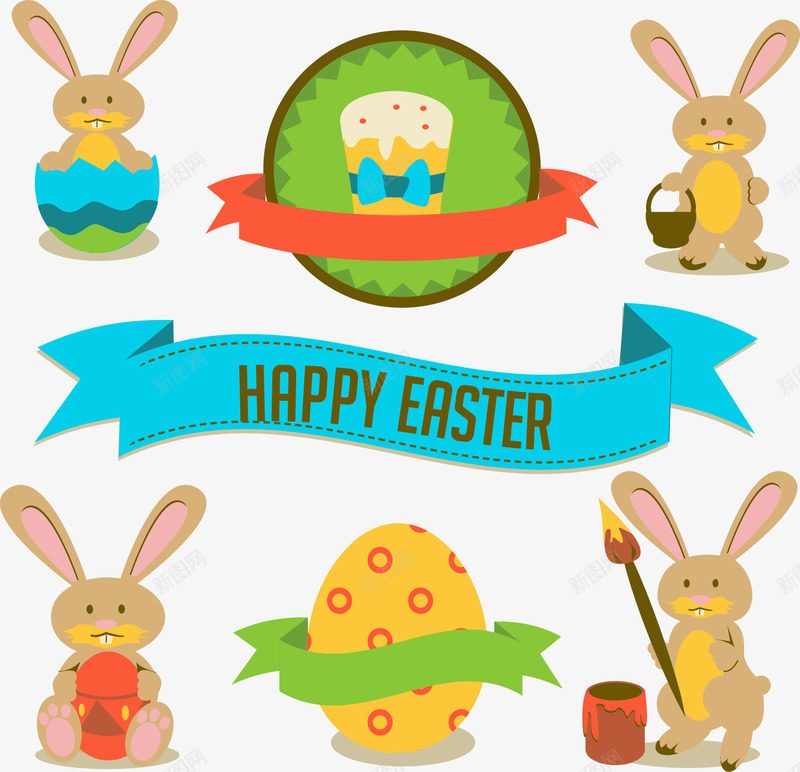 复活节的彩蛋和兔子png免抠素材_新图网 https://ixintu.com 兔子 复活节 横幅 节日