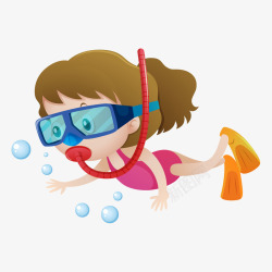 沙滩潜水镜卡通可爱夏季潜水矢量图高清图片