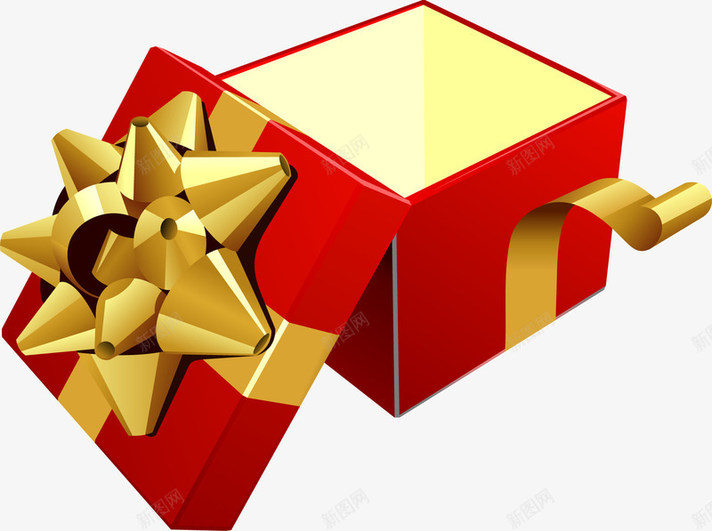 打开的红色礼盒黄色丝带png免抠素材_新图网 https://ixintu.com 丝带 打开 礼盒 红色 黄色