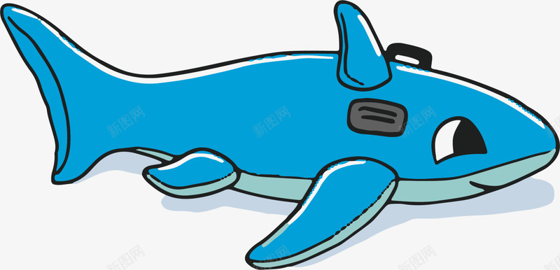 蓝色卡通充气鲨鱼png免抠素材_新图网 https://ixintu.com 儿童玩具 充气鲨鱼 游戏 玩耍 童年 童趣 蓝色游泳