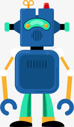 发条机器人蓝色卡通机器人高清图片