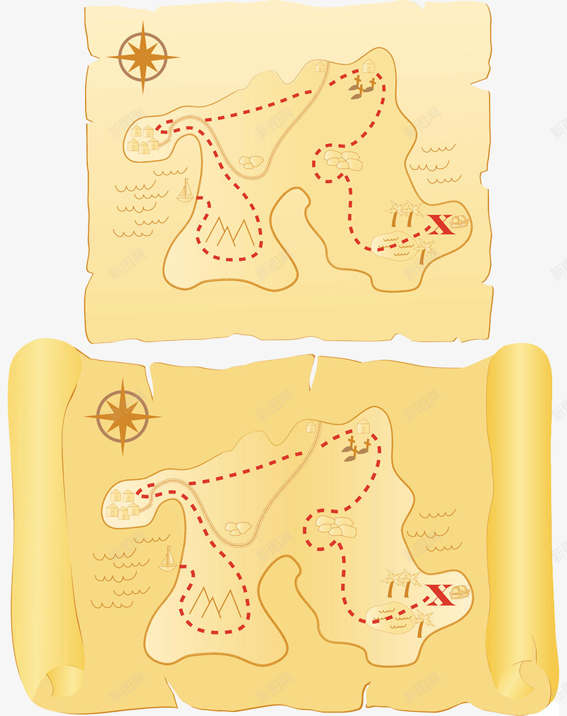 古代卷轴地图png免抠素材_新图网 https://ixintu.com 卷轴 古代地图 方向 路线图