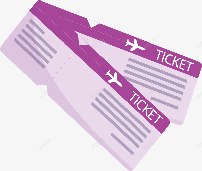 紫色旅游季飞机票矢量图ai免抠素材_新图网 https://ixintu.com 两张机票 旅游季 旅游机票 机票 矢量png 飞机票 矢量图