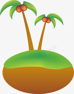 卡通椰子树小岛素材