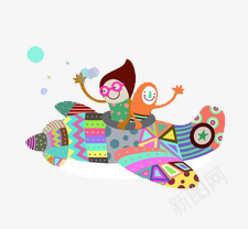 卡通可爱小人坐飞机png免抠素材_新图网 https://ixintu.com 卡通 可爱 小人 飞机