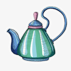 茶叶手拎袋手绘咖啡甜品咖啡壶矢量图高清图片