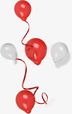 红白丝带红白色丝带气球高清图片