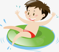 玩水开心夏季戏水的小男孩高清图片