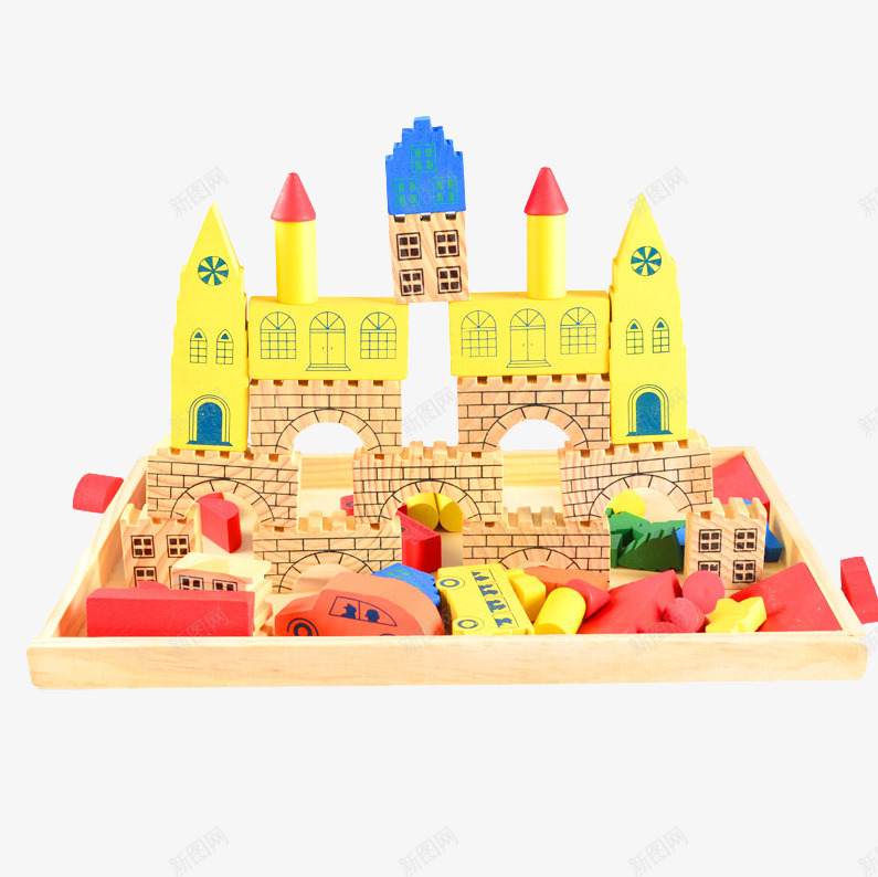 木质制城市城堡png免抠素材_新图网 https://ixintu.com 产品实物 免费png图片 堆塔 宝宝 幼儿园 智力 玩具
