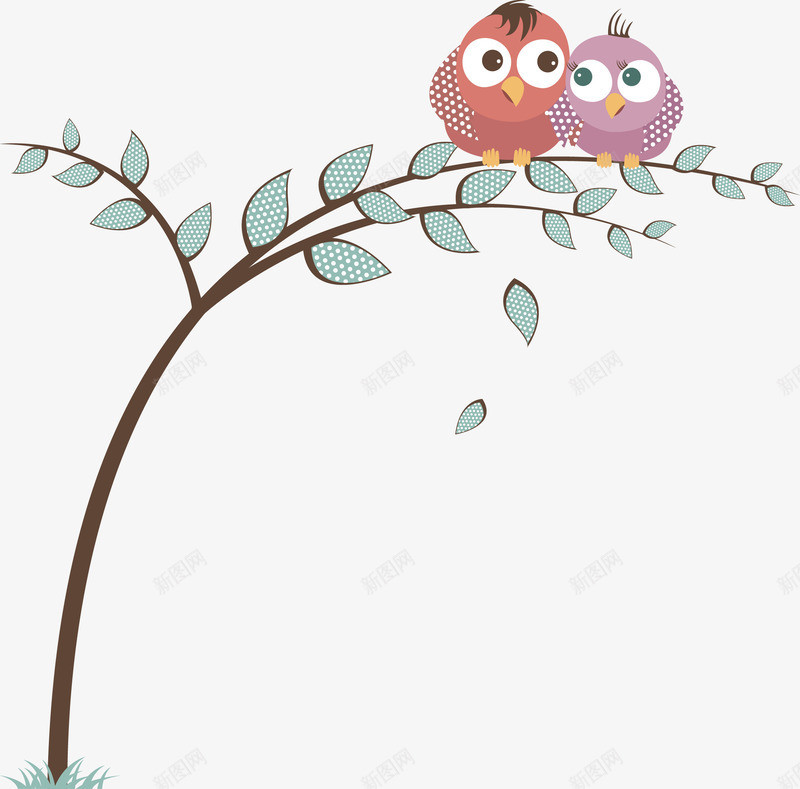 两只小鸟矢量图ai免抠素材_新图网 https://ixintu.com 两只小鸟 手绘 树上 矢量图