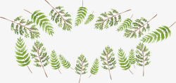 绿色手绘树枝标题框素材