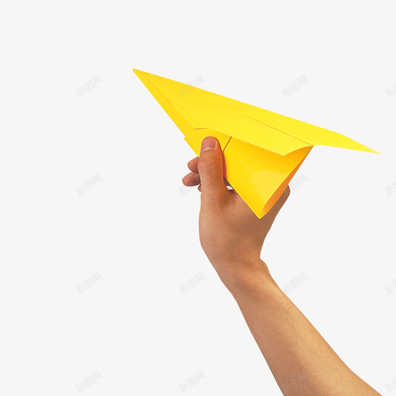 手拿纸飞机psd免抠素材_新图网 https://ixintu.com 手 纸飞机 质感 黄色