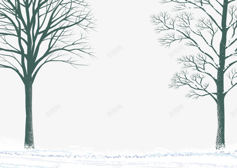 雪地里的光秃秃的树枝png免抠素材_新图网 https://ixintu.com 光秃秃 枯枝 树枝 雪地