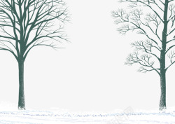 雪地里的光秃秃的树枝素材