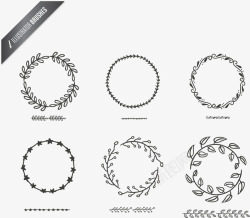 12款手绘树枝与圆环素材