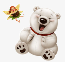 白色精灵白色小熊和叶子精灵高清图片