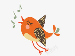 小鸟唱歌卡通矢量图素材
