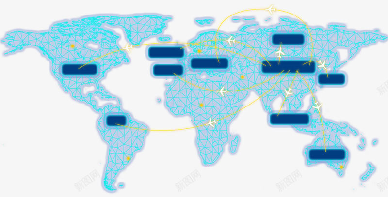 装饰世界地图旅行元素psd免抠素材_新图网 https://ixintu.com 世界地图 世界旅游 地图 旅行 科技 装饰图案 飞机 飞行