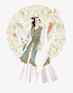 古代书画中国风古代服饰图高清图片