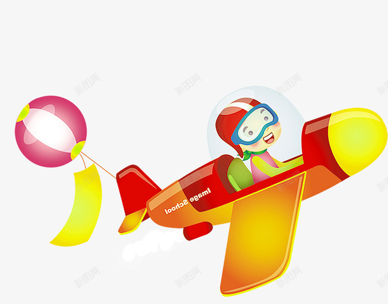 开飞机的小孩png免抠素材_新图网 https://ixintu.com 卡通 小孩 开飞机 手绘