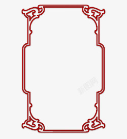 古代红色窗型边框素材