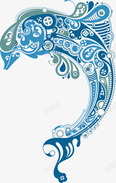 海洋纹理组合成海豚png免抠素材_新图网 https://ixintu.com 海洋图案 海洋纹理 海洋花纹 海洋风格纹样 海豚 矢量纹样
