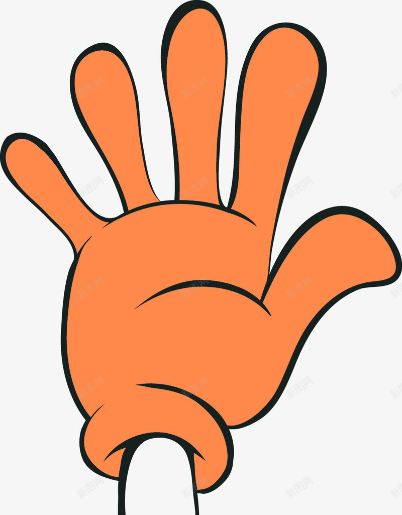橙色卡通展开的手掌图png免抠素材_新图网 https://ixintu.com 卡通手 卡通手图 卡通竖拇指 可爱手指 手势 手型图 手姿势 手指 手掌 拇指 矢量手