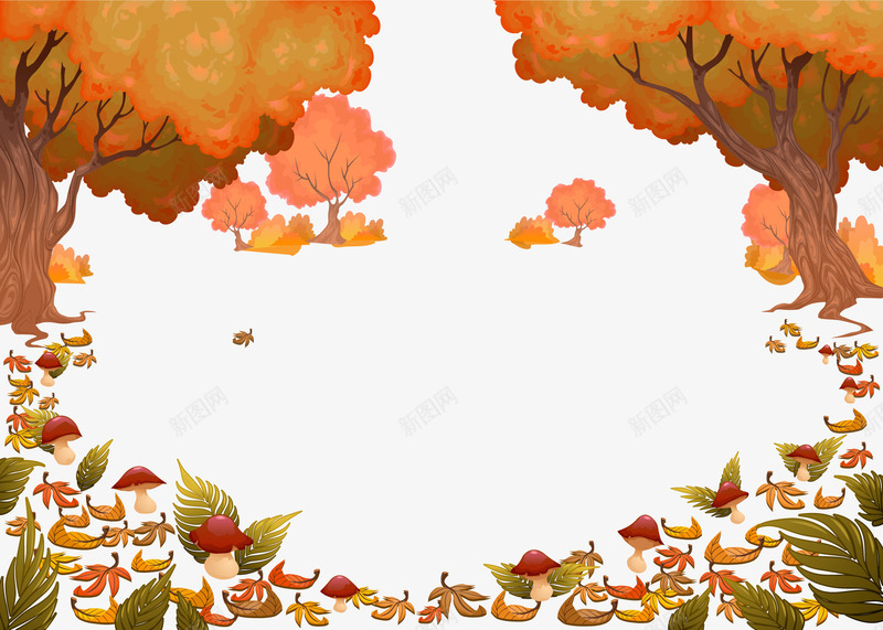 秋天的森林png免抠素材_新图网 https://ixintu.com 枯叶 秋意浓 蘑菇 装饰