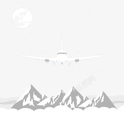 飞越雪山的飞机矢量图素材