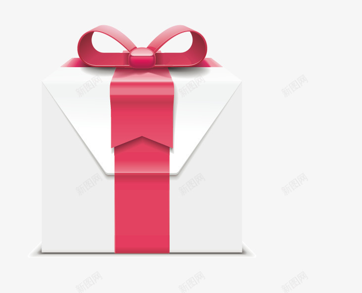 一个礼物盒子png免抠素材_新图网 https://ixintu.com 丝带 包装 盒子 礼物 红丝带