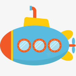 彩色潜水艇玩具插画素材