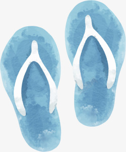 夏季手绘蓝色拖鞋素材
